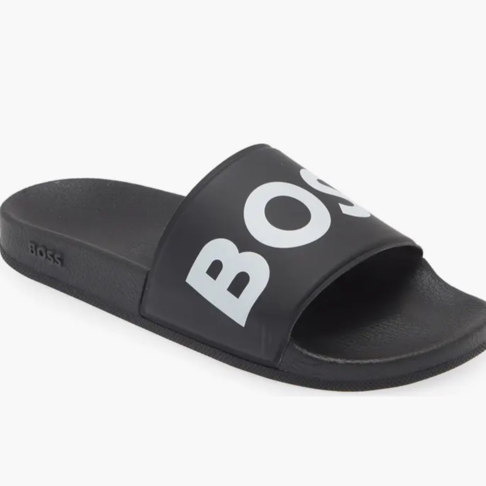 Boss Black Slides with Logo